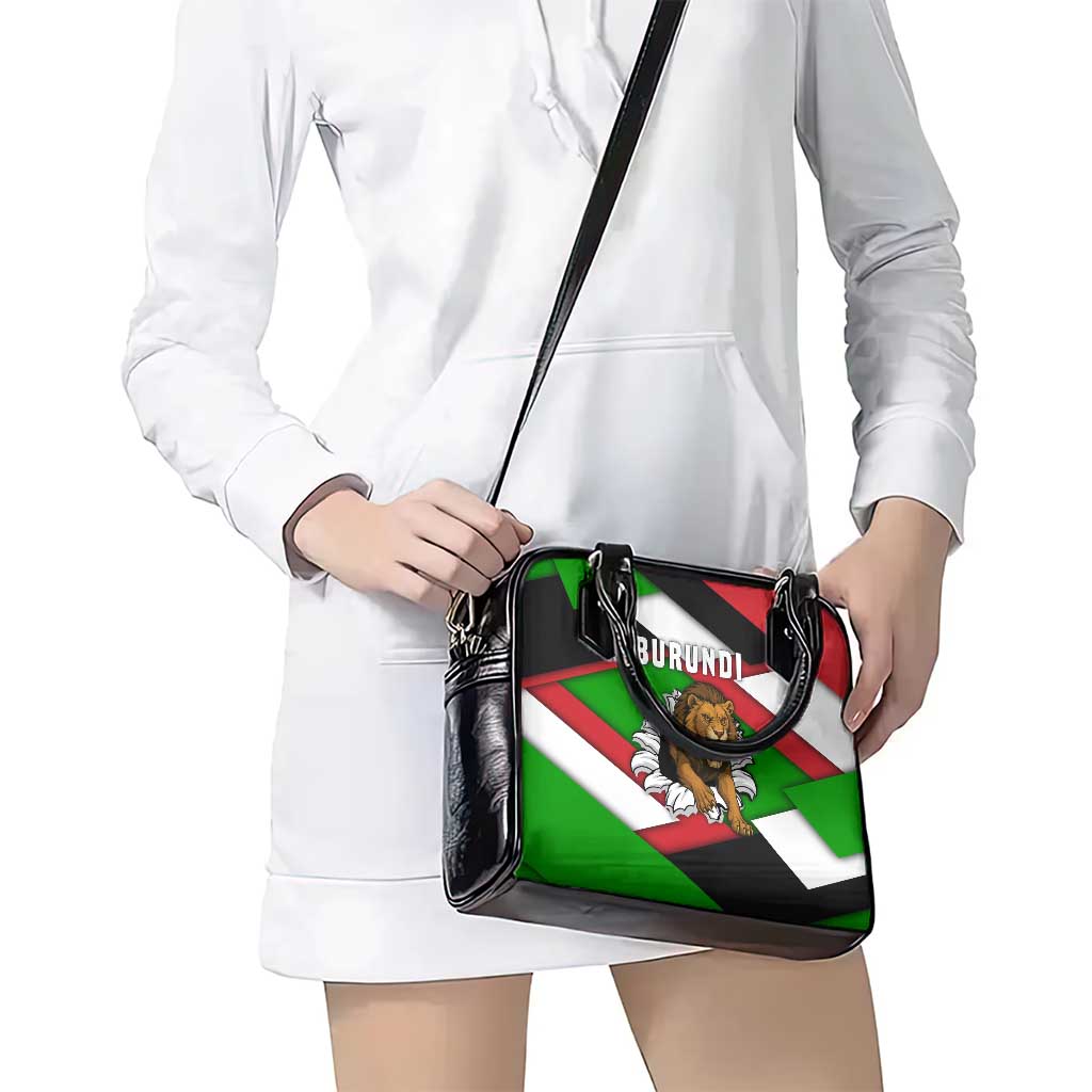 Burundi - Roaring Lion Shoulder Handbag with National Flag Colors TS04