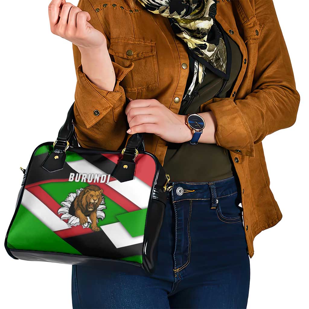 Burundi - Roaring Lion Shoulder Handbag with National Flag Colors TS04