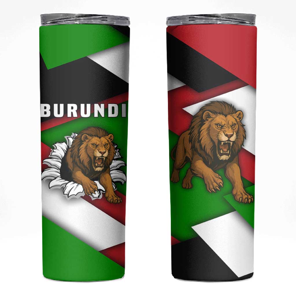 Burundi Roaring Lion Skinny Tumbler with National Flag Colors TS04