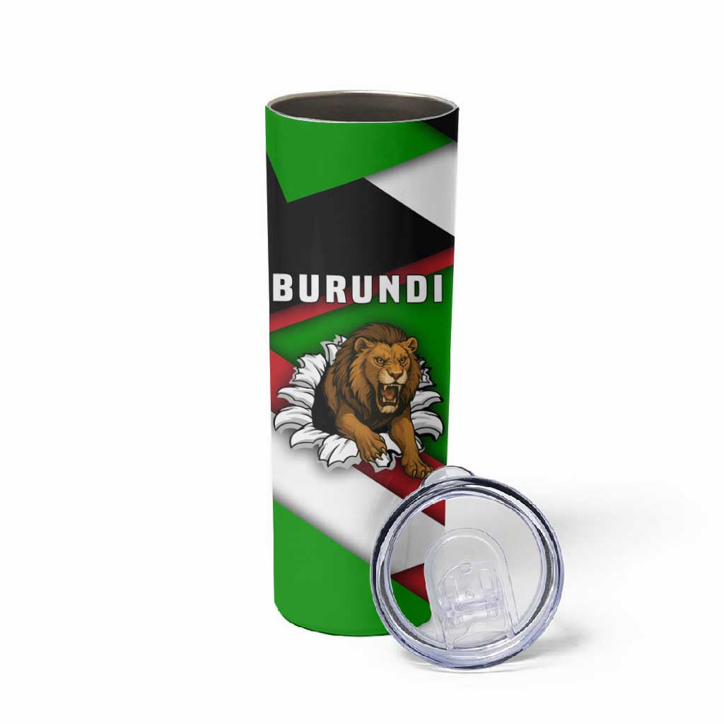 Burundi Roaring Lion Skinny Tumbler with National Flag Colors TS04