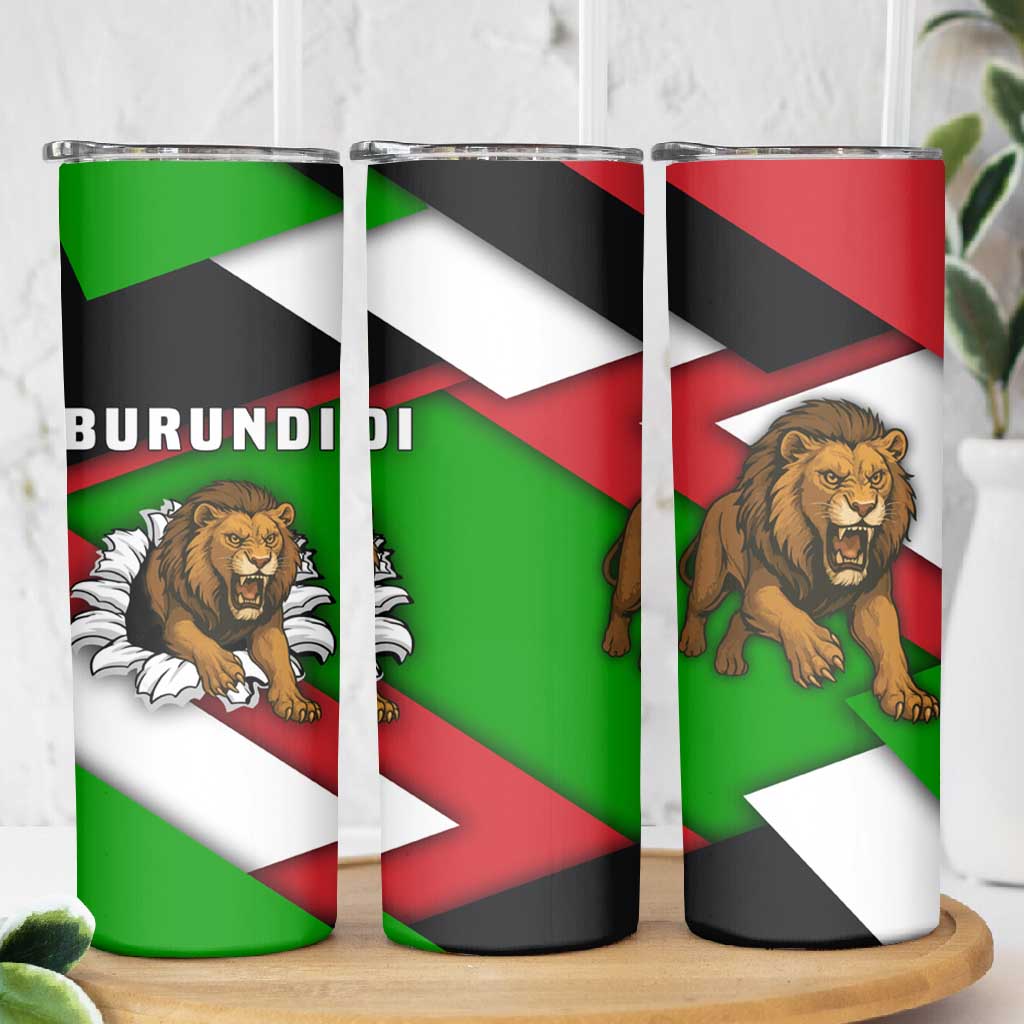 Burundi Roaring Lion Skinny Tumbler with National Flag Colors TS04