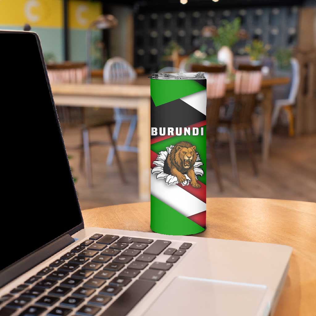 Burundi Roaring Lion Skinny Tumbler with National Flag Colors TS04