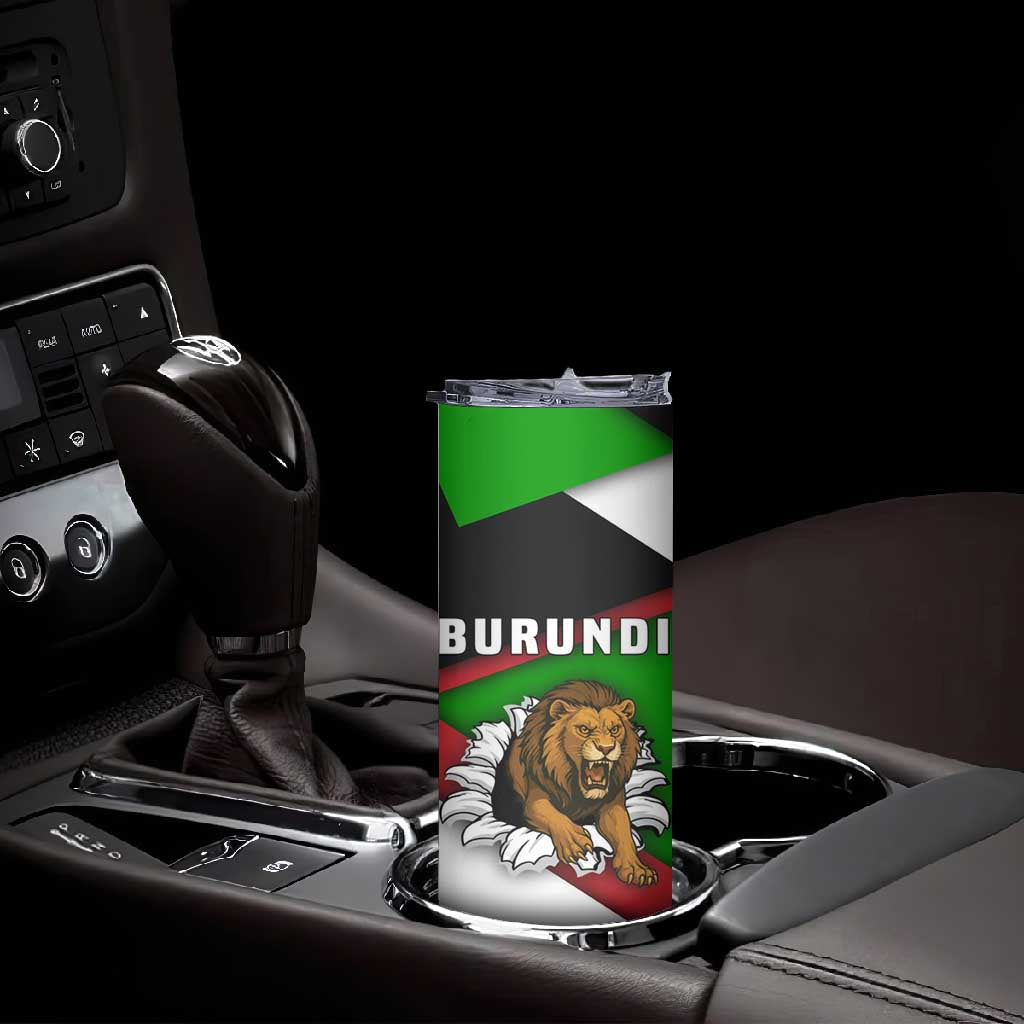Burundi Roaring Lion Skinny Tumbler with National Flag Colors TS04