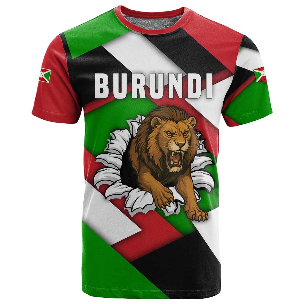 Burundi Roaring Lion T shirt with National Flag Colors TS04