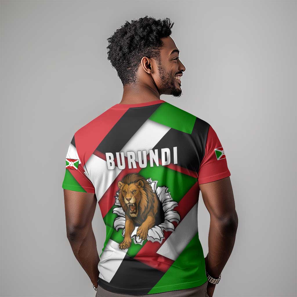 Burundi Roaring Lion T shirt with National Flag Colors TS04