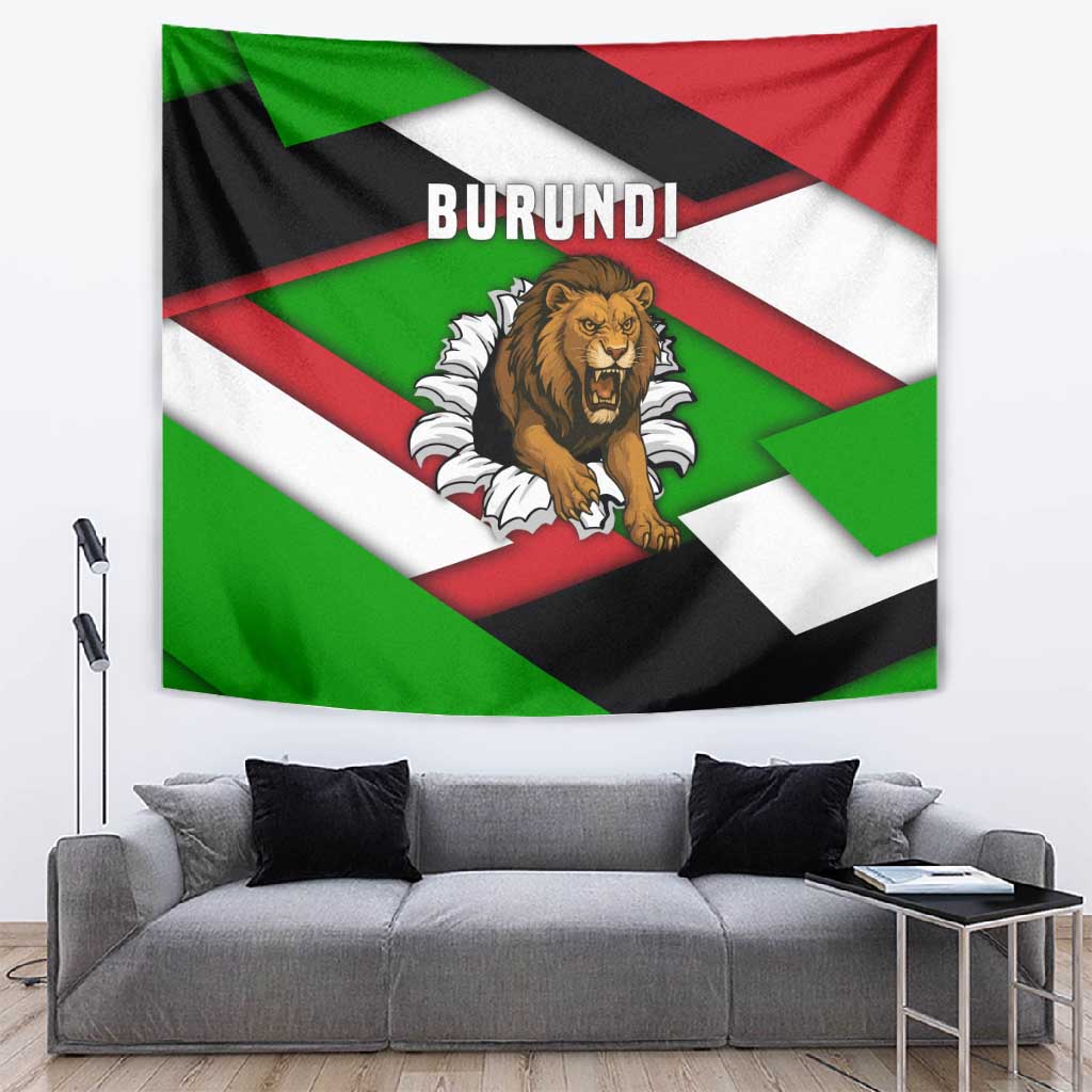 Burundi Roaring Lion Tapestry with National Flag Colors TS04