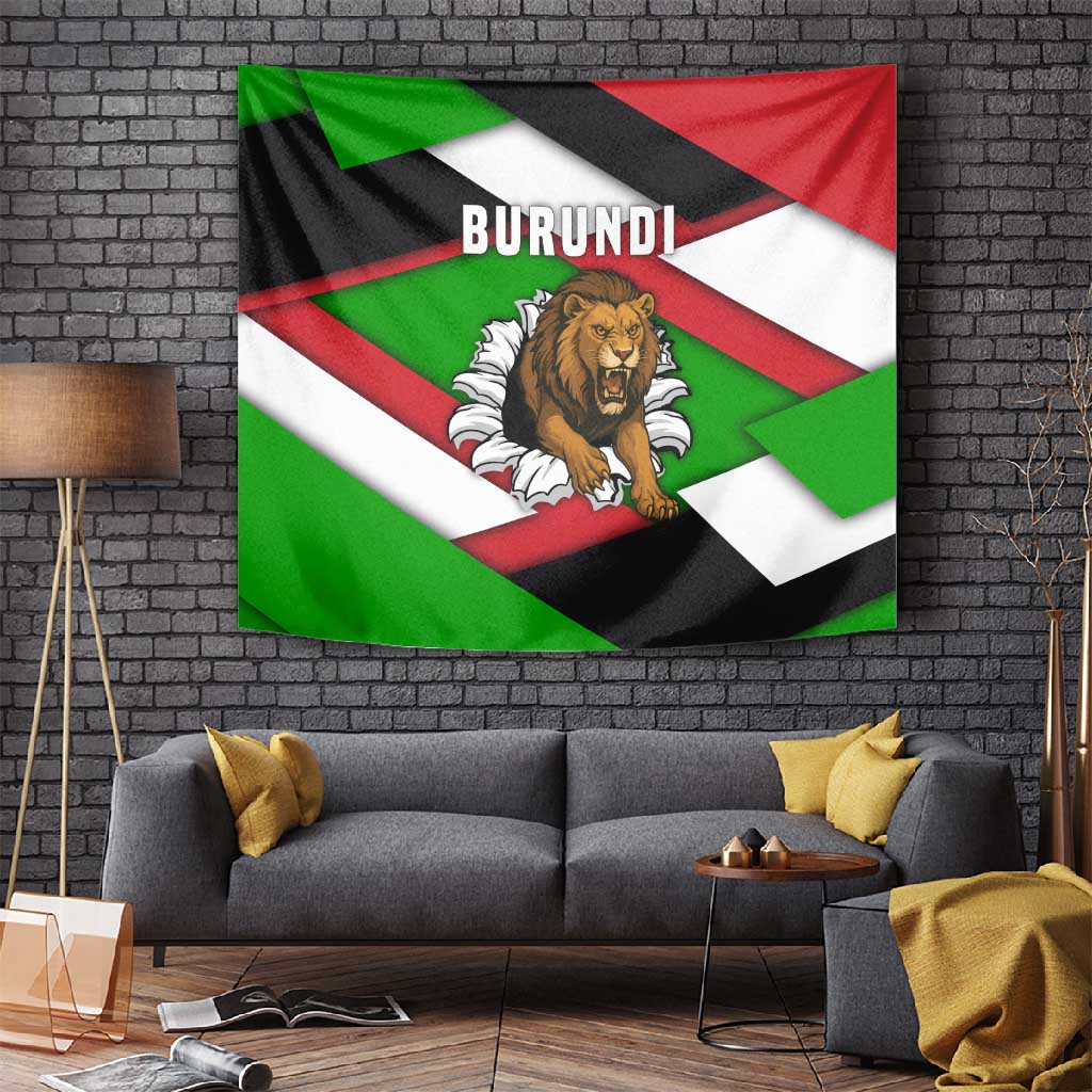 Burundi Roaring Lion Tapestry with National Flag Colors TS04