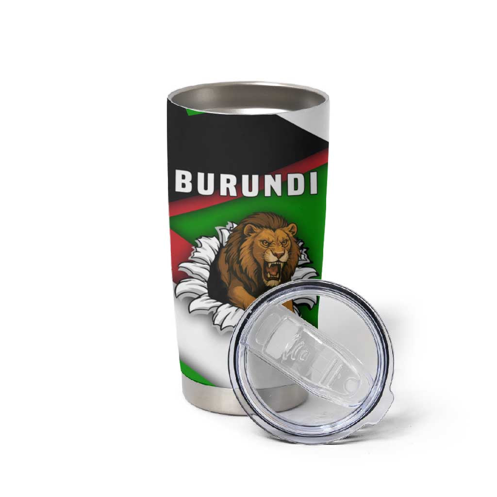 Burundi Roaring Lion Tumbler Cup with National Flag Colors TS04