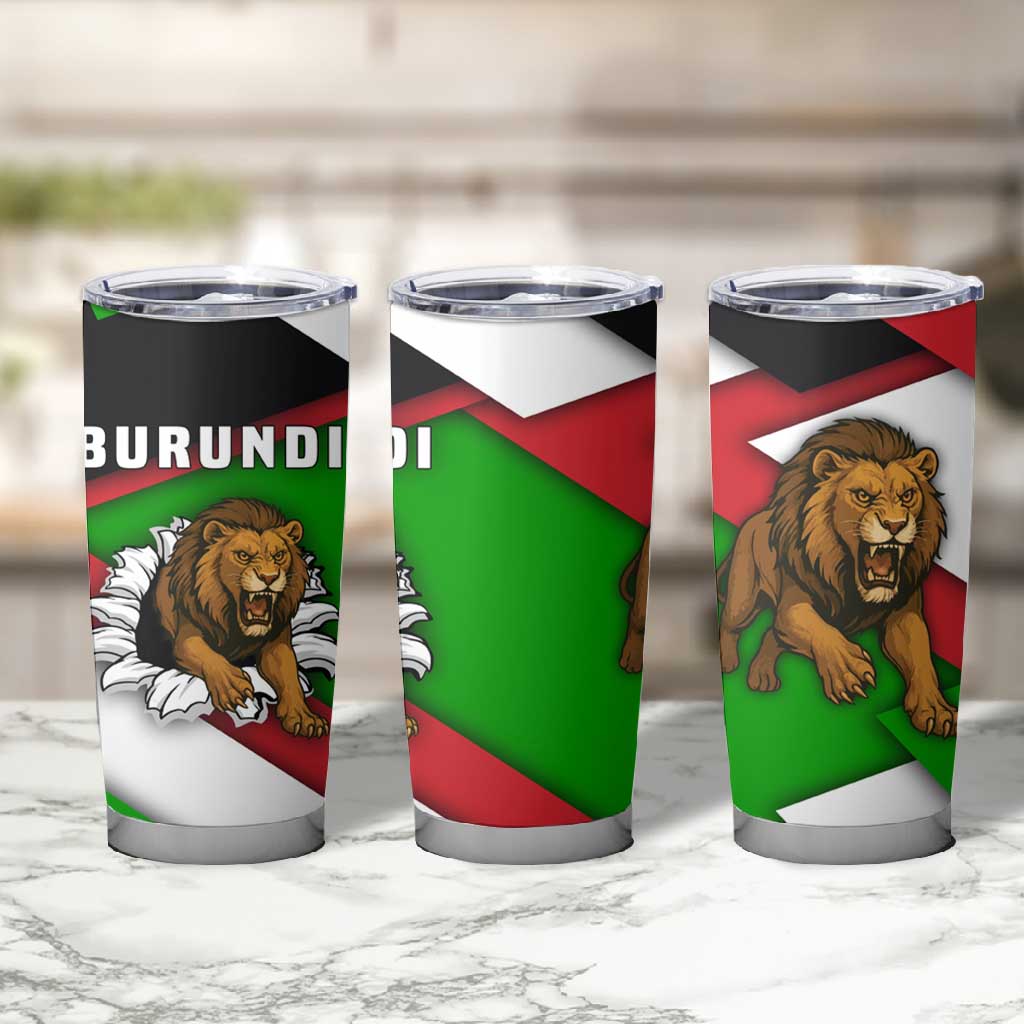Burundi Roaring Lion Tumbler Cup with National Flag Colors TS04