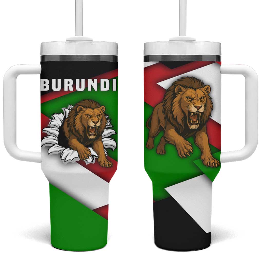 Burundi Roaring Lion Tumbler With Handle with National Flag Colors TS04