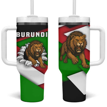 Burundi Roaring Lion Tumbler With Handle with National Flag Colors TS04