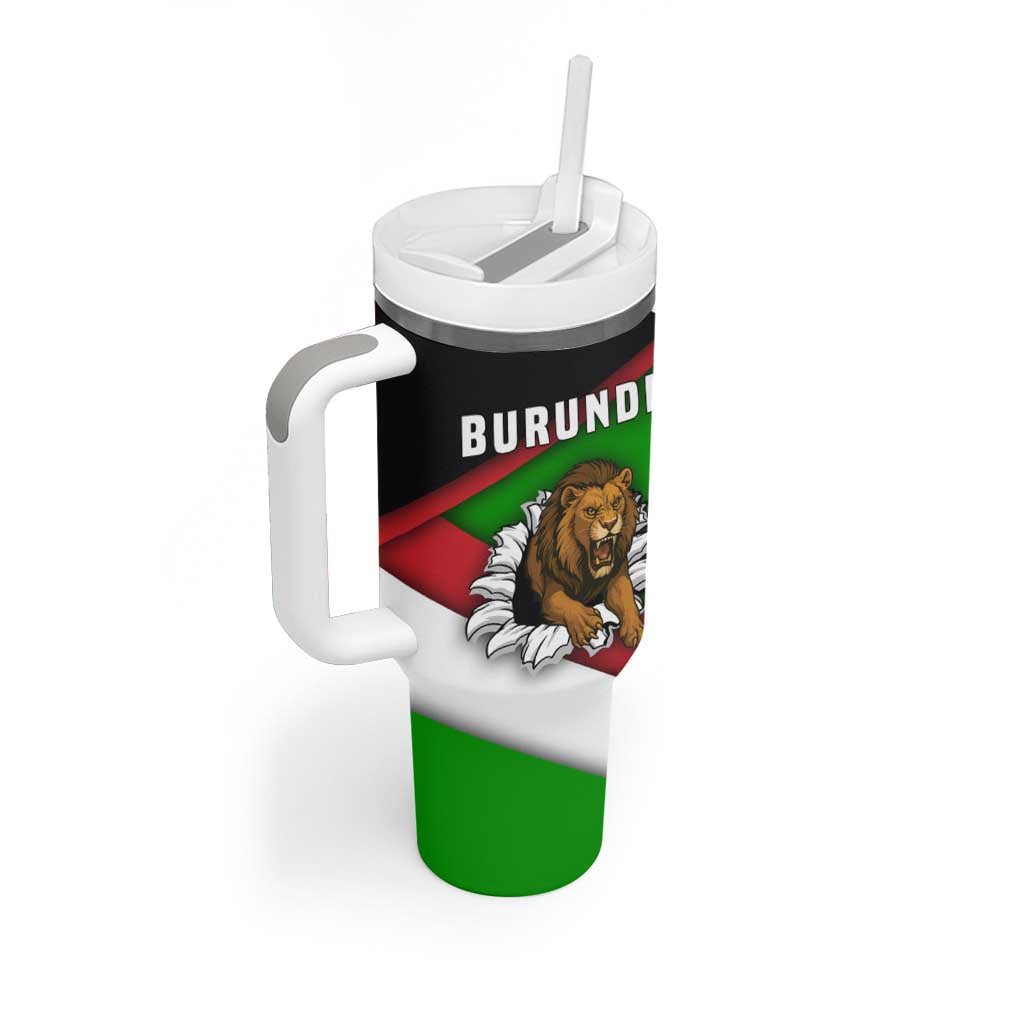 Burundi Roaring Lion Tumbler With Handle with National Flag Colors TS04