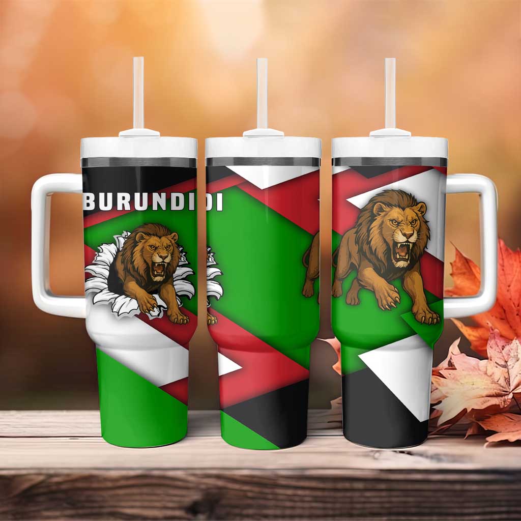 Burundi Roaring Lion Tumbler With Handle with National Flag Colors TS04