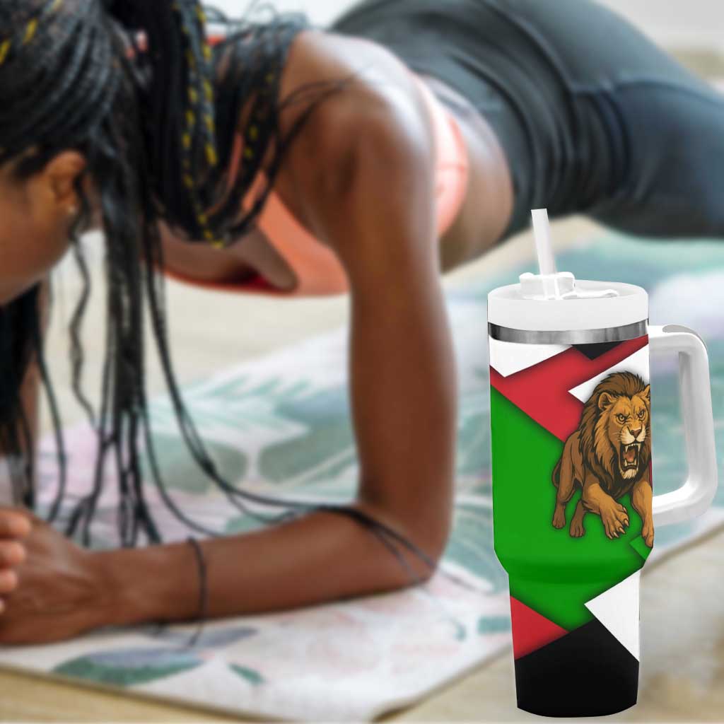 Burundi Roaring Lion Tumbler With Handle with National Flag Colors TS04