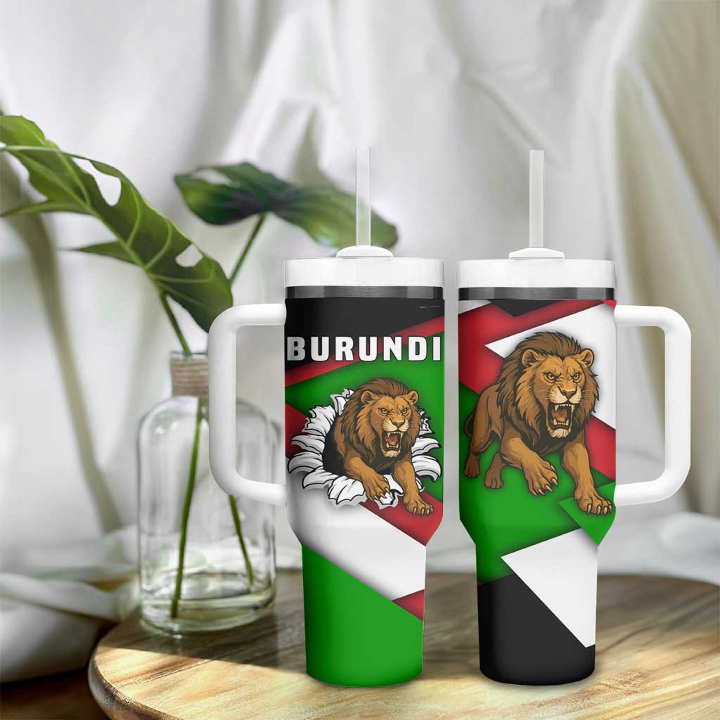 Burundi Roaring Lion Tumbler With Handle with National Flag Colors TS04