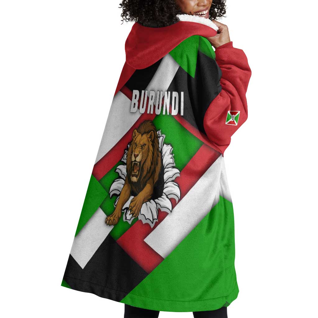 Burundi Roaring Lion Wearable Blanket Hoodie with National Flag Colors TS04