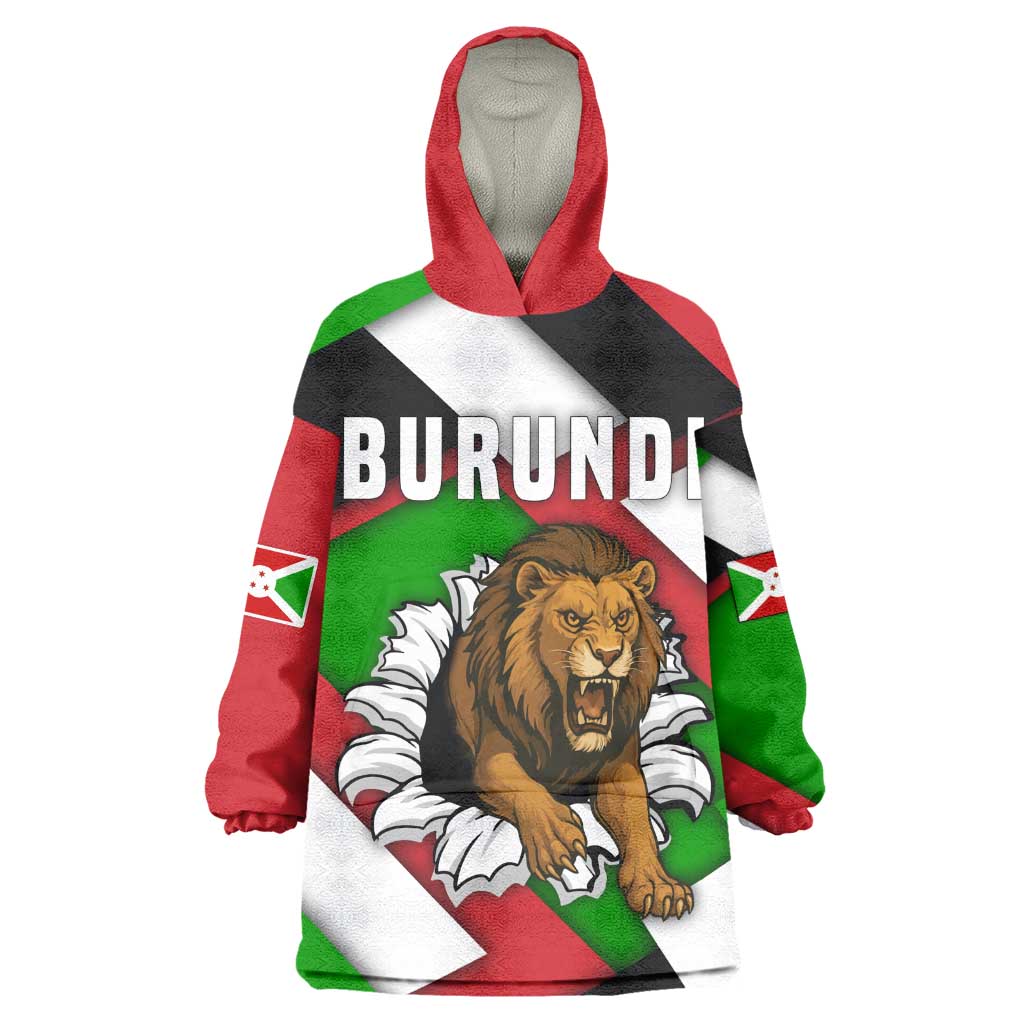 Burundi Roaring Lion Wearable Blanket Hoodie with National Flag Colors TS04