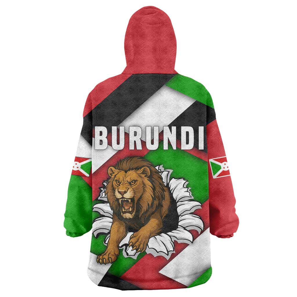 Burundi Roaring Lion Wearable Blanket Hoodie with National Flag Colors TS04