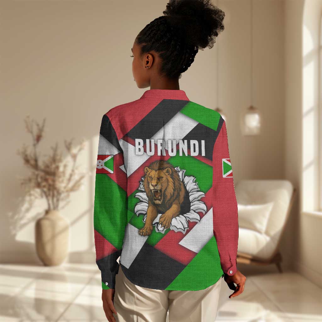 Burundi Roaring Lion Women Casual Shirt with National Flag Colors TS04