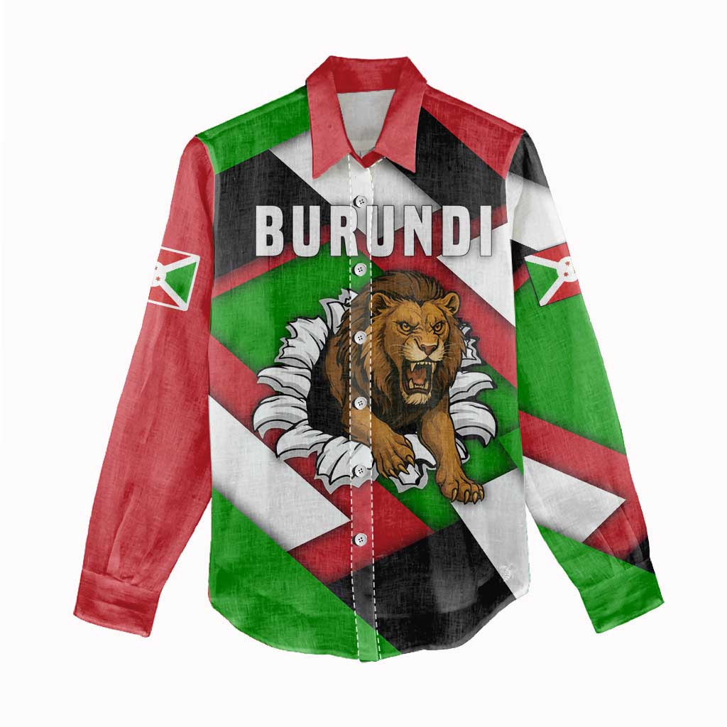 Burundi Roaring Lion Women Casual Shirt with National Flag Colors TS04