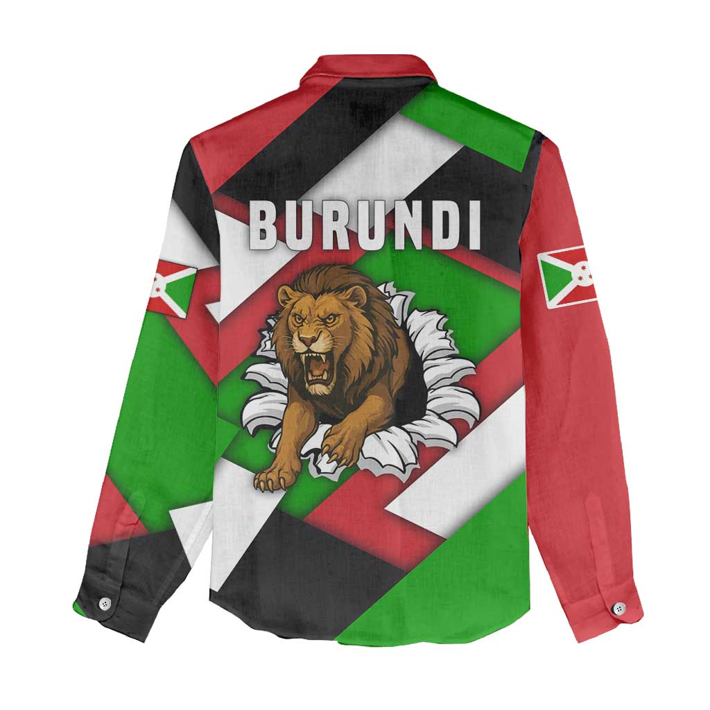 Burundi Roaring Lion Women Casual Shirt with National Flag Colors TS04
