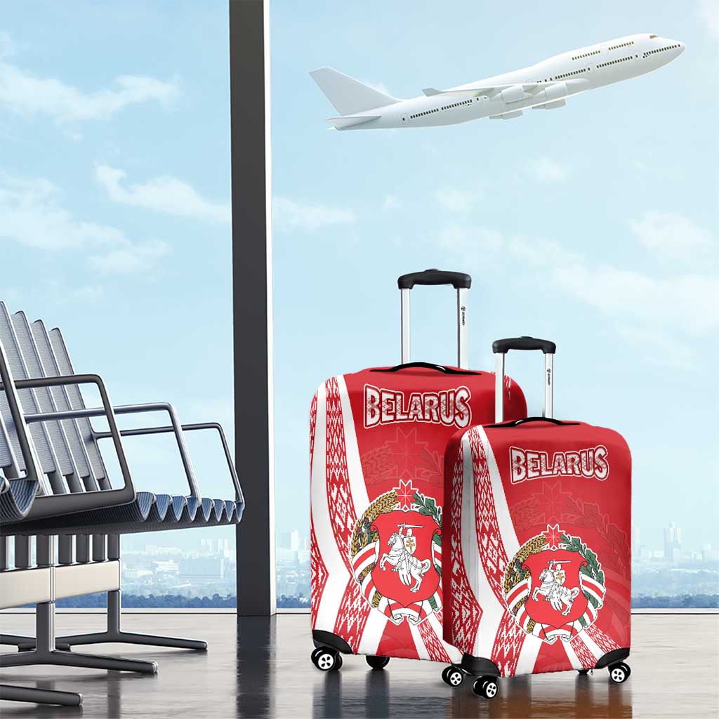 Belarus Luggage Cover with National Emblem and Traditional Pattern Red TS04