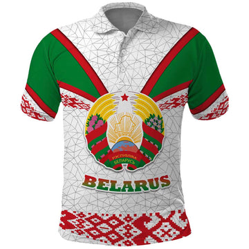 Belarus National Emblem Polo Shirt with Folk Pattern White Green Red Sweatshirt TS04