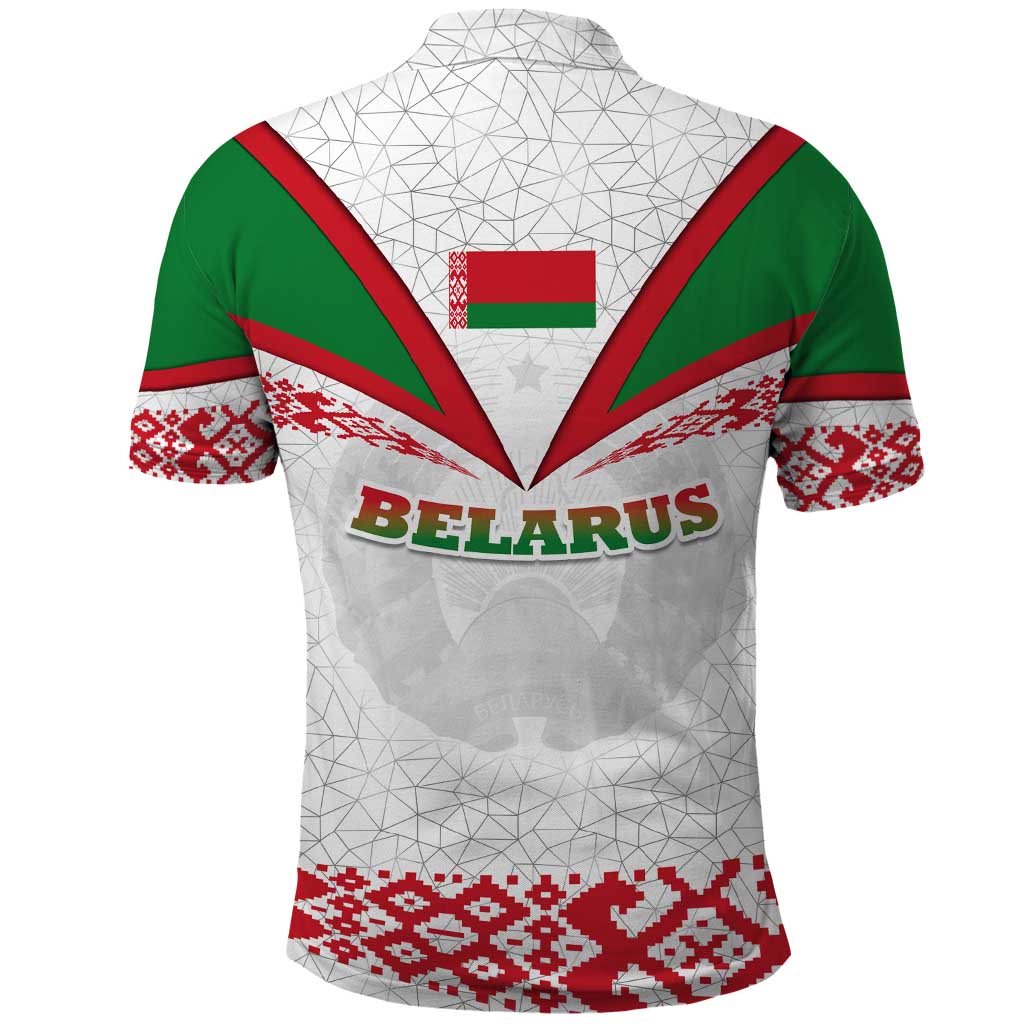 Belarus National Emblem Polo Shirt with Folk Pattern White Green Red Sweatshirt TS04