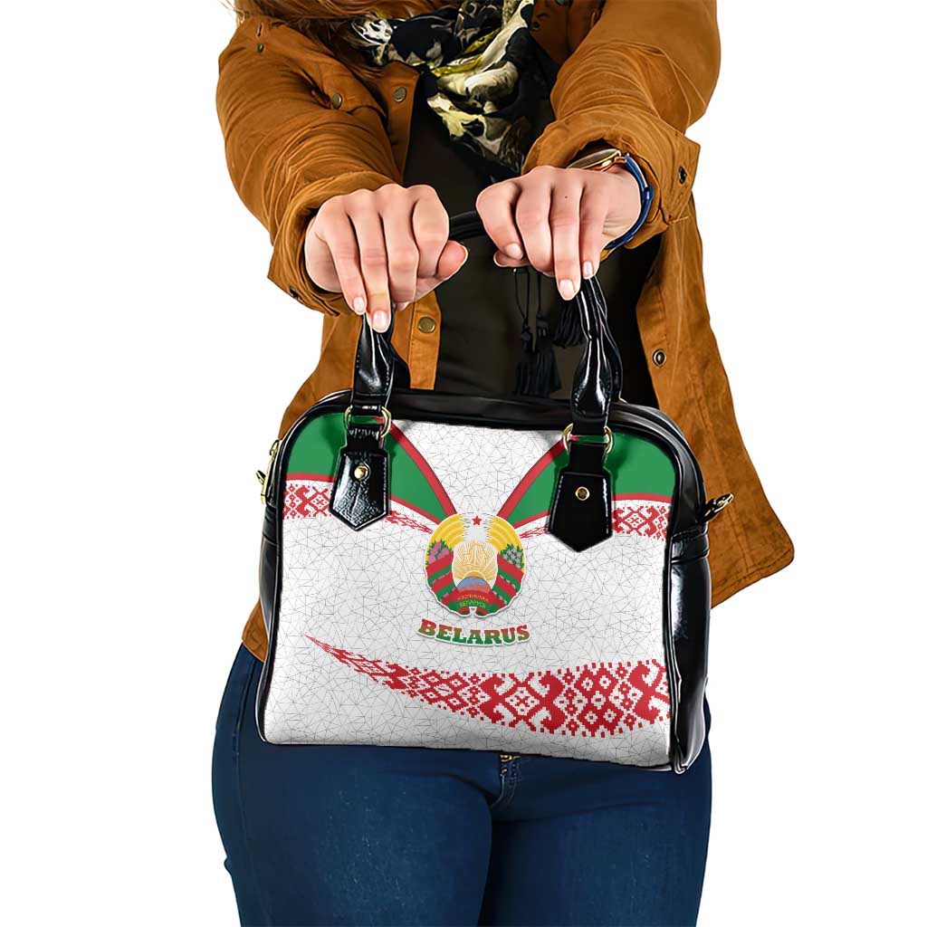 Belarus National Emblem Shoulder Handbag with Folk Pattern White Green Red Sweatshirt TS04