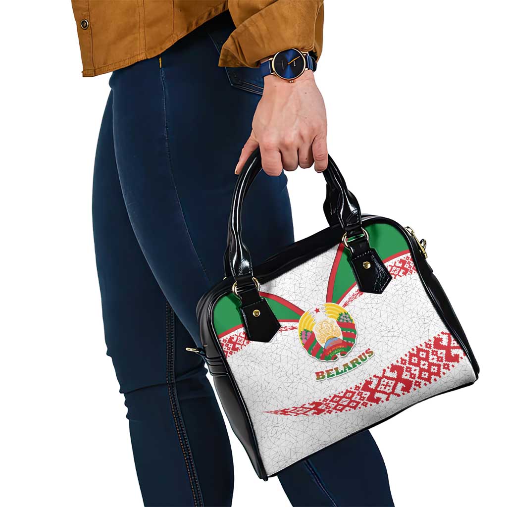 Belarus National Emblem Shoulder Handbag with Folk Pattern White Green Red Sweatshirt TS04
