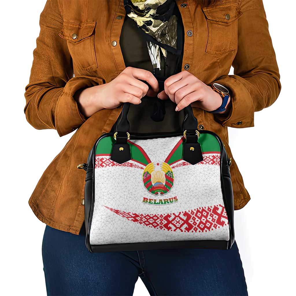 Belarus National Emblem Shoulder Handbag with Folk Pattern White Green Red Sweatshirt TS04