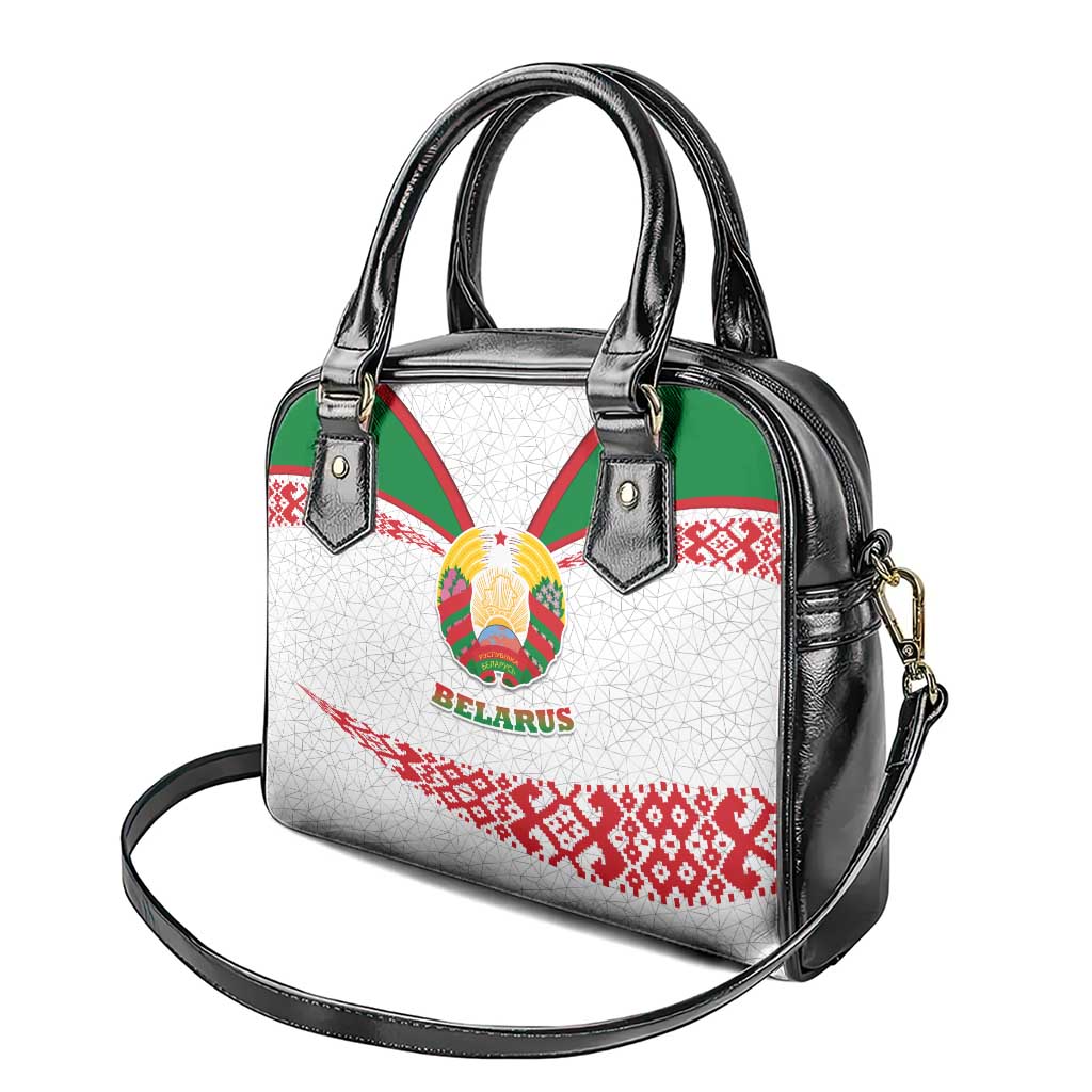 Belarus National Emblem Shoulder Handbag with Folk Pattern White Green Red Sweatshirt TS04