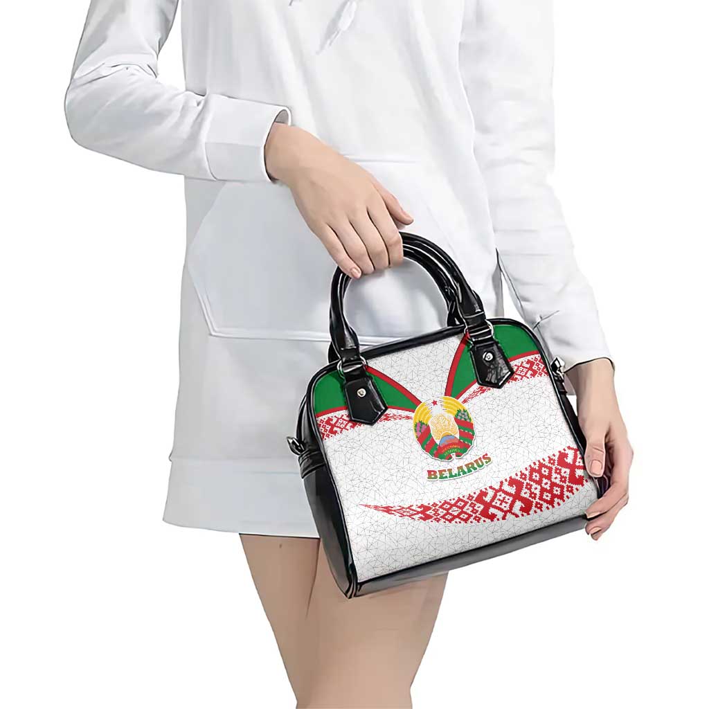 Belarus National Emblem Shoulder Handbag with Folk Pattern White Green Red Sweatshirt TS04