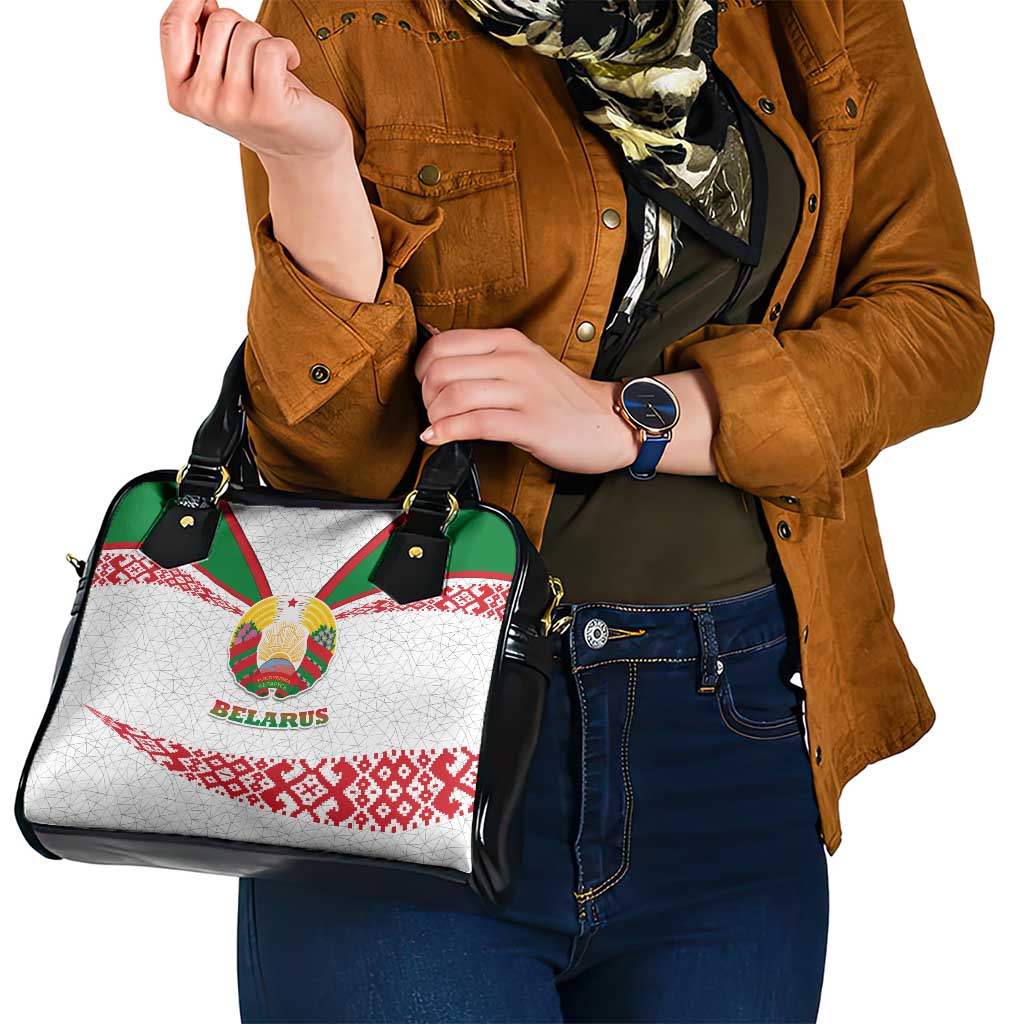 Belarus National Emblem Shoulder Handbag with Folk Pattern White Green Red Sweatshirt TS04