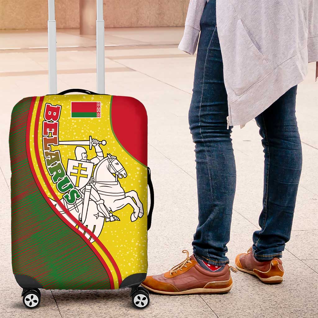 Belarus Pahonia Knight Crest Luggage Cover with Red Green Yellow Folk Pattern Design TS04
