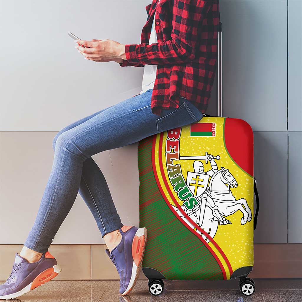 Belarus Pahonia Knight Crest Luggage Cover with Red Green Yellow Folk Pattern Design TS04