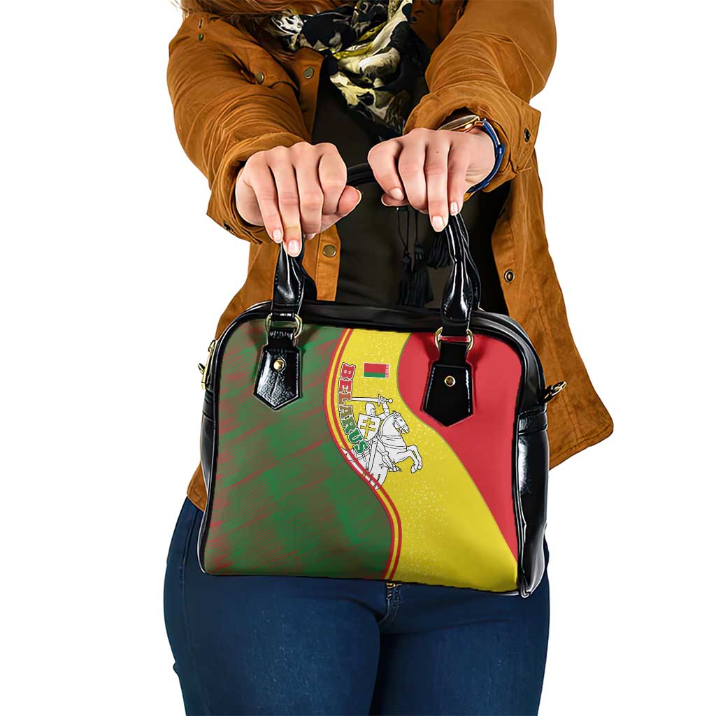 Belarus Pahonia Knight Crest Shoulder Handbag with Red Green Yellow Folk Pattern Design TS04