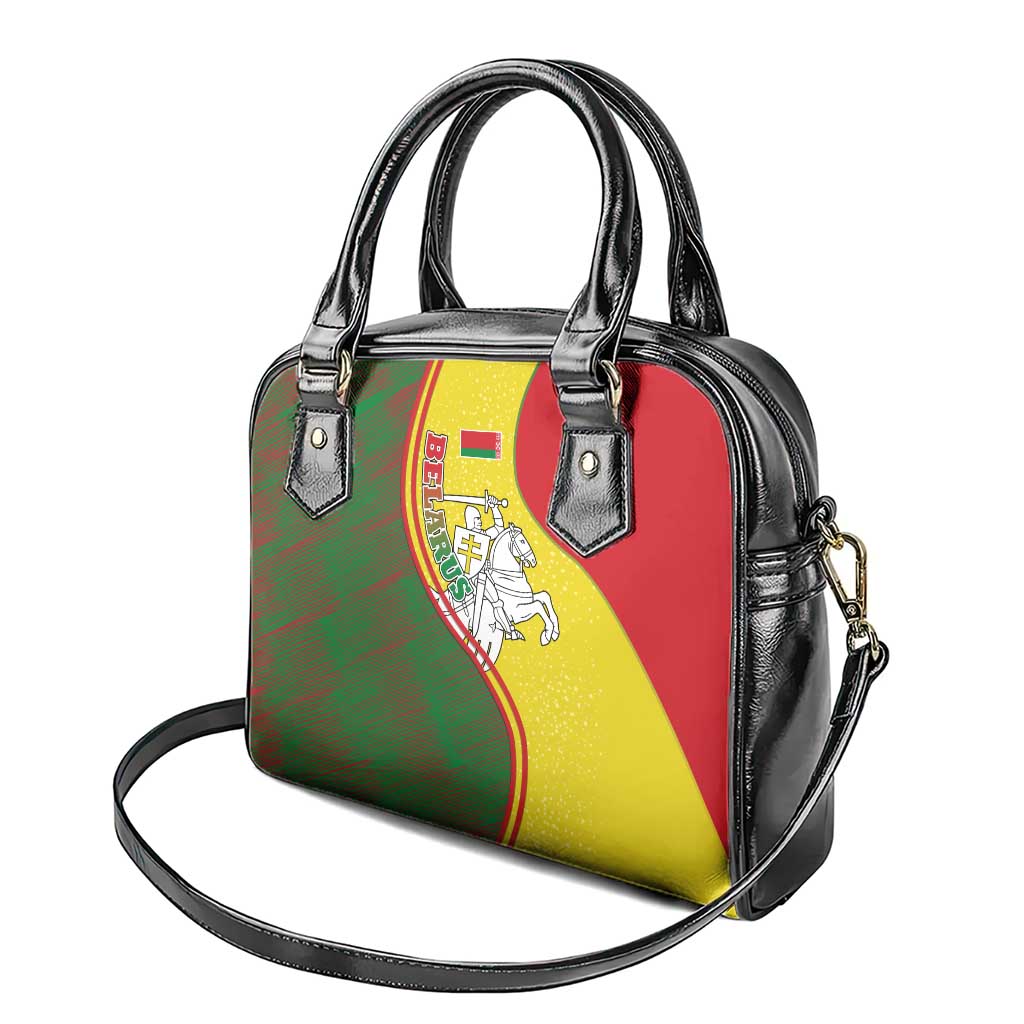 Belarus Pahonia Knight Crest Shoulder Handbag with Red Green Yellow Folk Pattern Design TS04