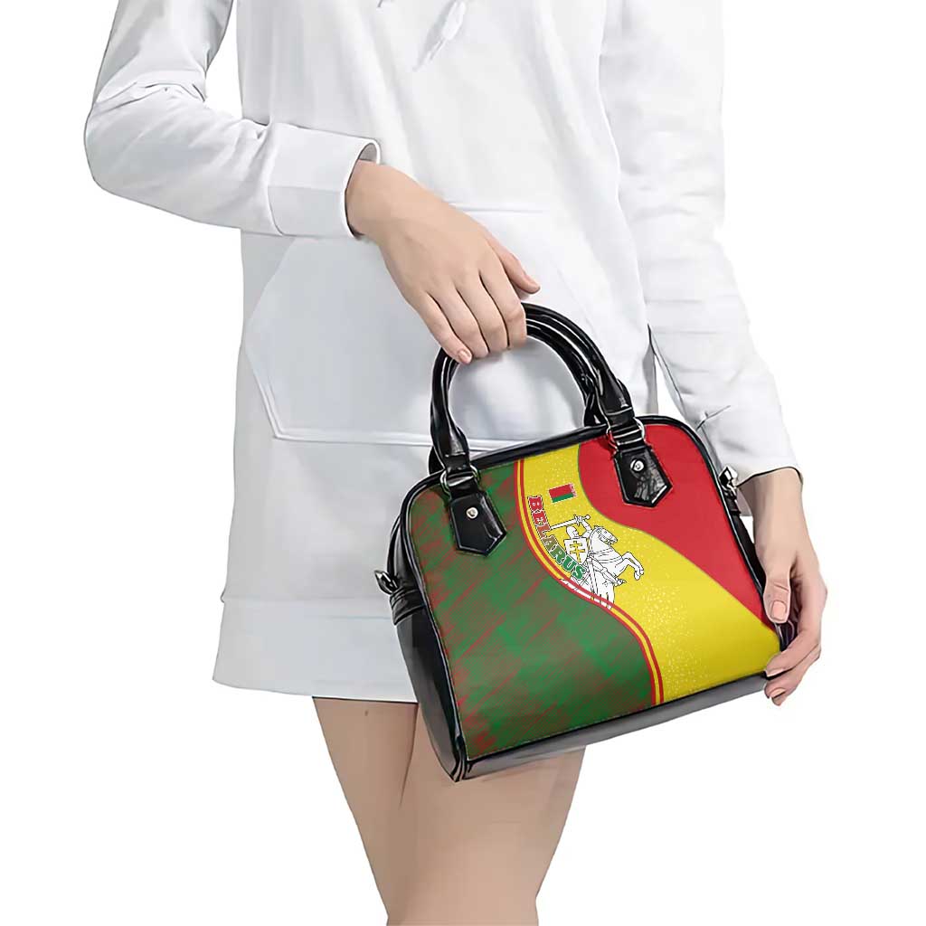 Belarus Pahonia Knight Crest Shoulder Handbag with Red Green Yellow Folk Pattern Design TS04