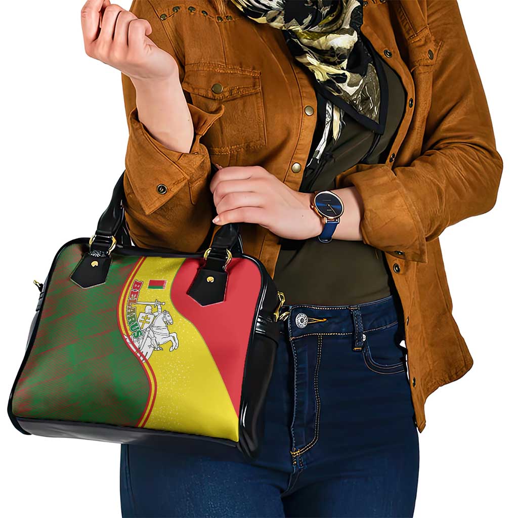 Belarus Pahonia Knight Crest Shoulder Handbag with Red Green Yellow Folk Pattern Design TS04