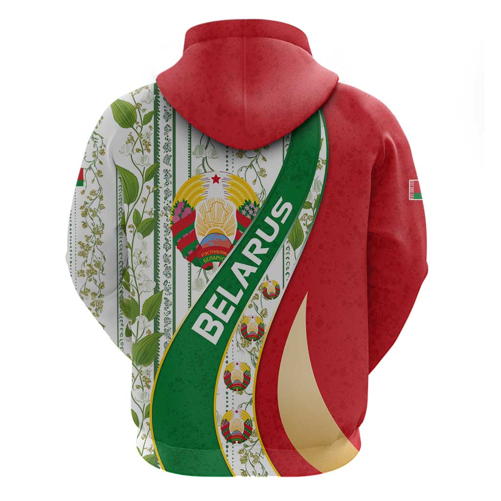 Belarus National Emblem Hoodie with Green Red Gold Floral Folk Pattern Design TS04