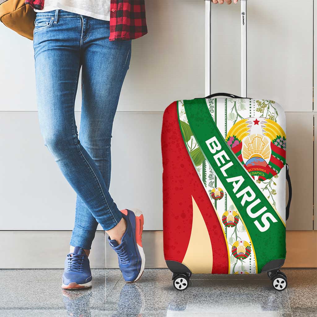 Belarus National Emblem Luggage Cover with Green Red Gold Floral Folk Pattern Design TS04