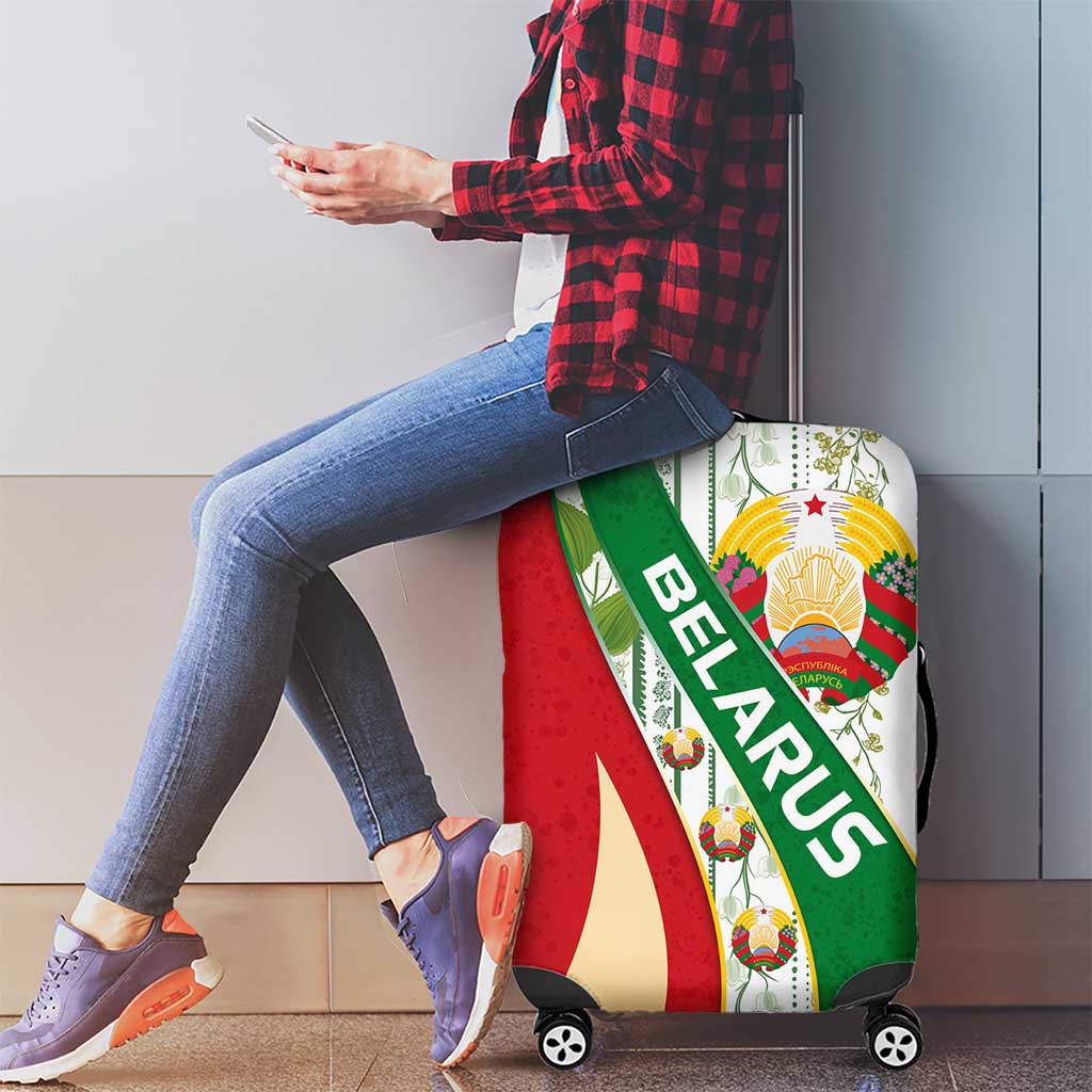 Belarus National Emblem Luggage Cover with Green Red Gold Floral Folk Pattern Design TS04