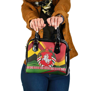 Belarus Red and Yellow National Crest Shoulder Handbag with Pahonia Knight and Folk Motif Design TS04