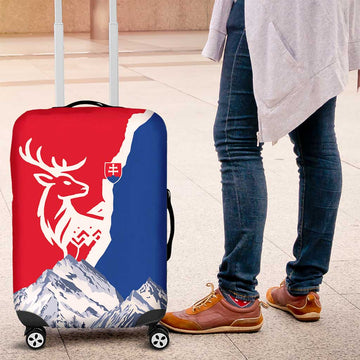 Slovakia  Red Blue Deer and Mountain Design Luggage Cover with National Symbols TS04
