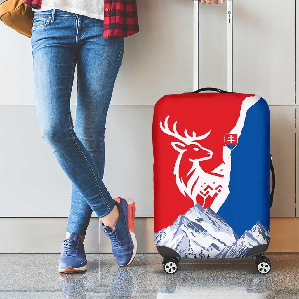 Slovakia  Red Blue Deer and Mountain Design Luggage Cover with National Symbols TS04
