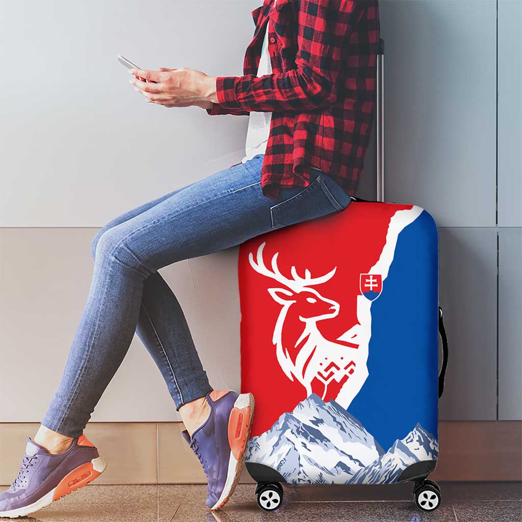 Slovakia  Red Blue Deer and Mountain Design Luggage Cover with National Symbols TS04