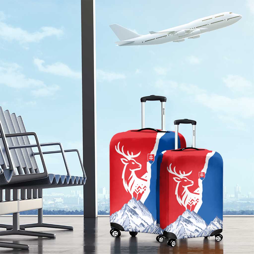 Slovakia  Red Blue Deer and Mountain Design Luggage Cover with National Symbols TS04