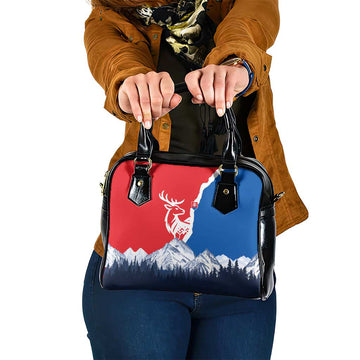 Slovakia  Red Blue Deer and Mountain Design Shoulder Handbag with National Symbols TS04