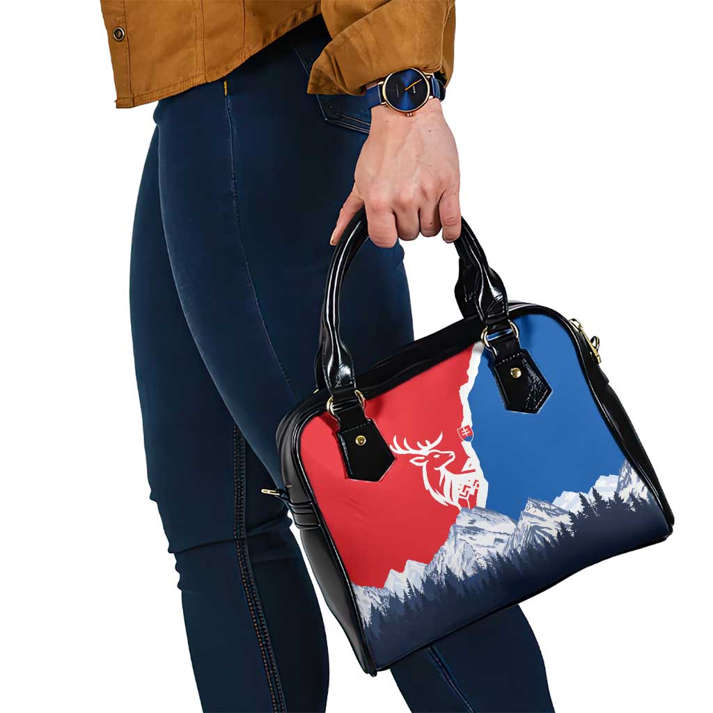 Slovakia  Red Blue Deer and Mountain Design Shoulder Handbag with National Symbols TS04